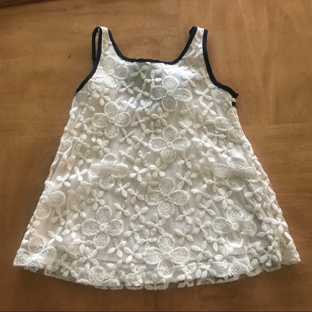 Monteau Girls Lacy Cream Tank Tie Bow Back Med 7/8